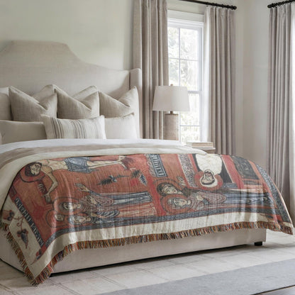 Armenian Sacred Scene Woven Wall Tapestry Artisan – Diaspora Heritage Gift - timelessbohochic.com