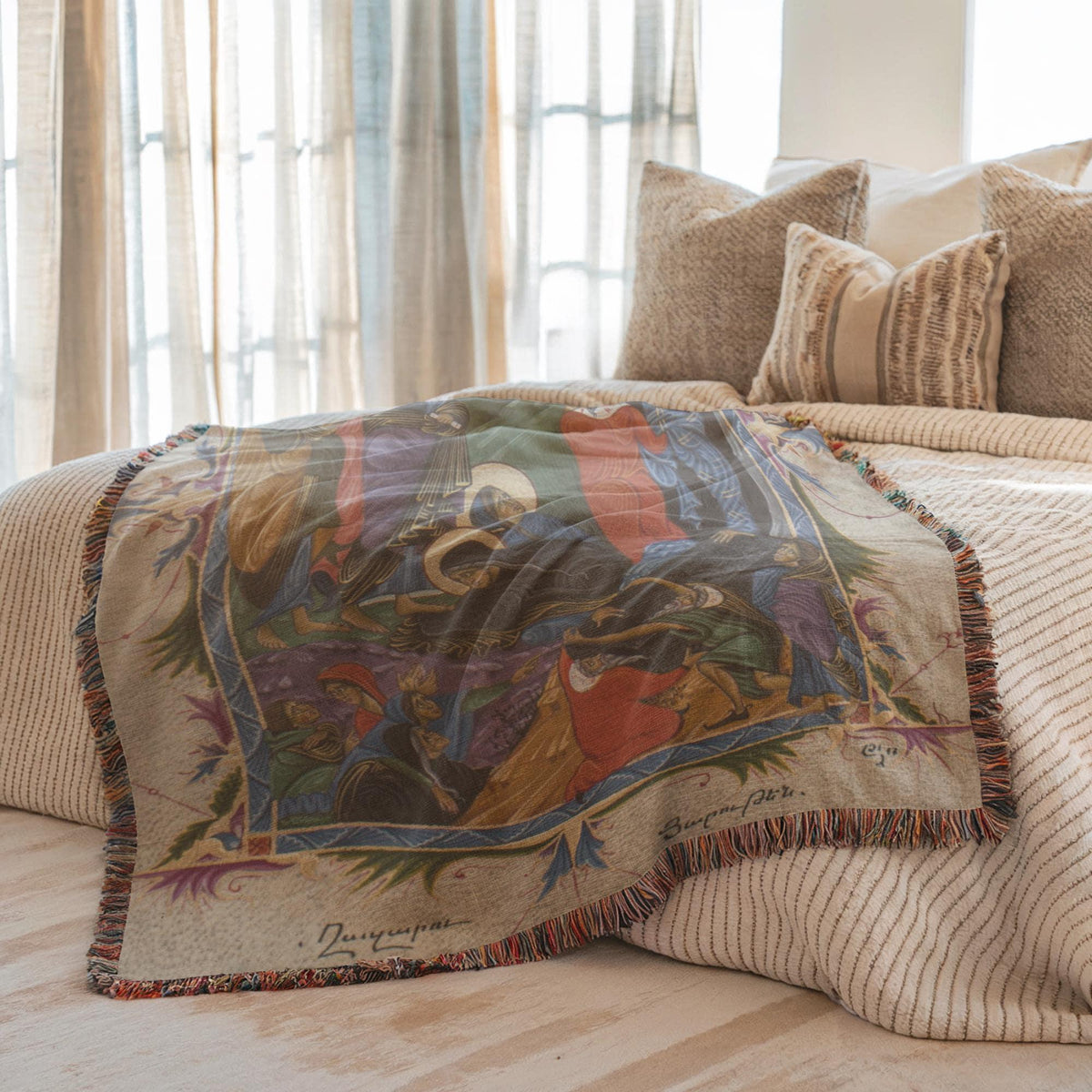 Armenian Sacred Scene Woven Wall Tapestry – Diaspora Heritage Gift