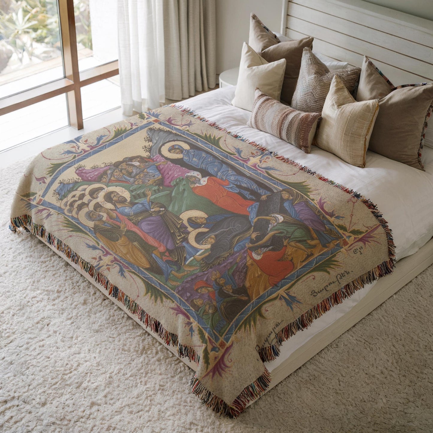 Armenian Sacred Scene Woven Wall Tapestry – Diaspora Heritage Gift