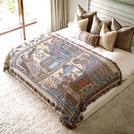 Armenian Sacred Scene Woven Wall Tapestry Faith – Diaspora Heritage Gift - timelessbohochic.com