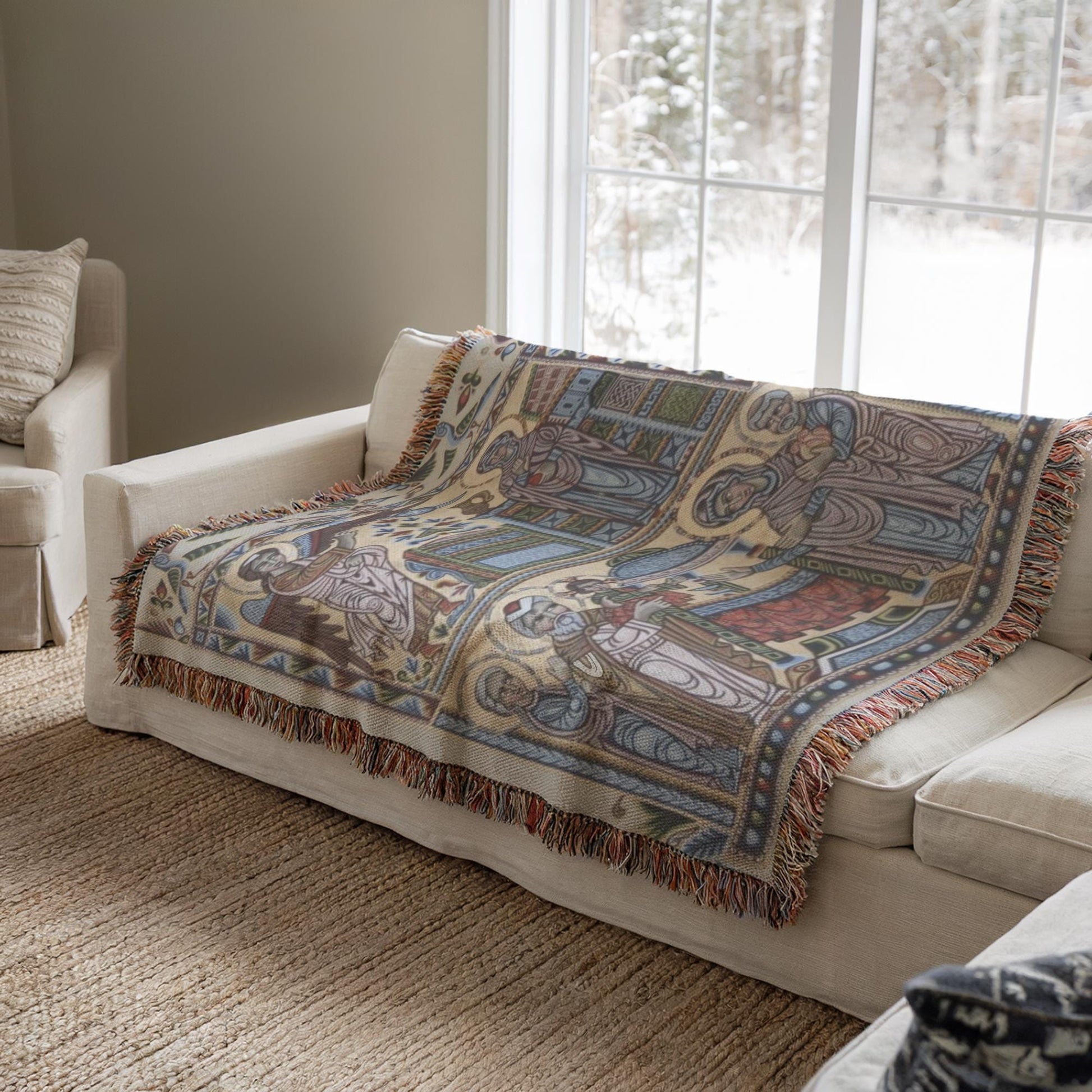 Presentation of Jesus at the Temple Armenian woven wall tapestry - Diaspora Heritage Gift - timelessbohochic.com