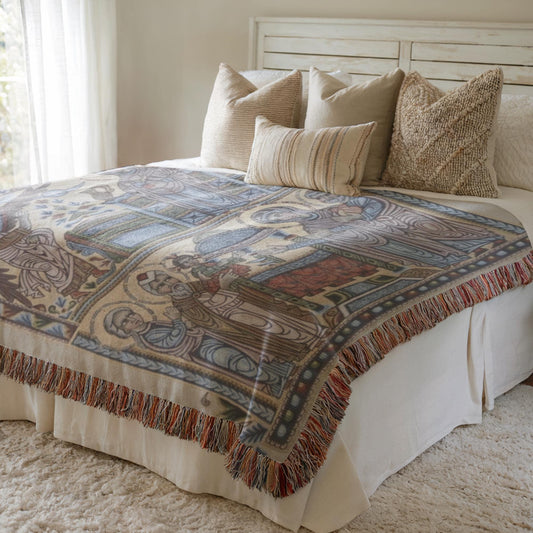 Armenian Sacred Scene Woven Wall Tapestry Faith – Diaspora Heritage Gift - timelessbohochic.com