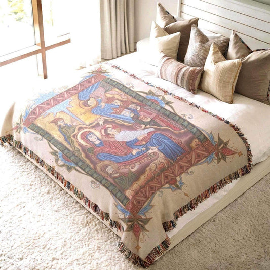 Armenian Sacred Scene Woven Wall Tapestry Nativity 2 – Diaspora Heritage Gift - timelessbohochic.com