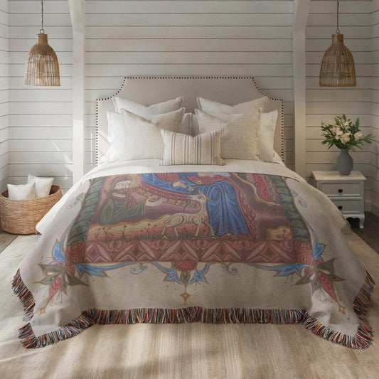 Armenian Sacred Scene Woven Wall Tapestry Nativity 2 – Diaspora Heritage Gift - timelessbohochic.com