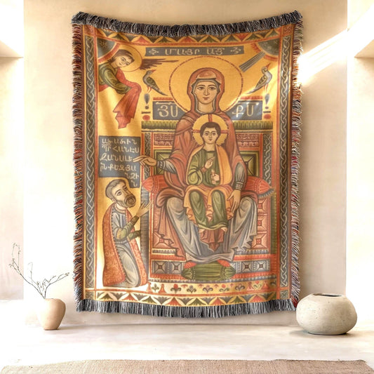 Armenian Sacred Scene Woven Wall Tapestry Nativity – Diaspora Heritage Gift - timelessbohochic.com
