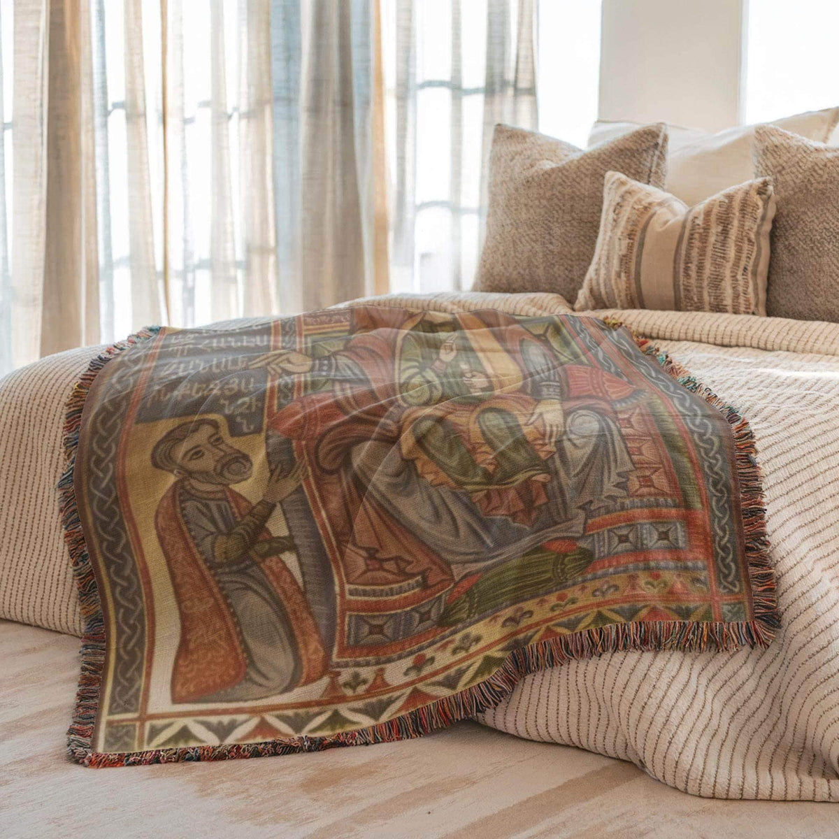Armenian Sacred Scene Woven Wall Tapestry Nativity – Diaspora Heritage Gift
