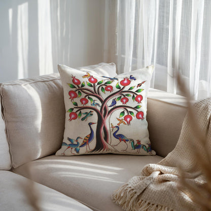 Armenian Tree of Life Throw Pillow – Vibrant Birds - timelessbohochic.com