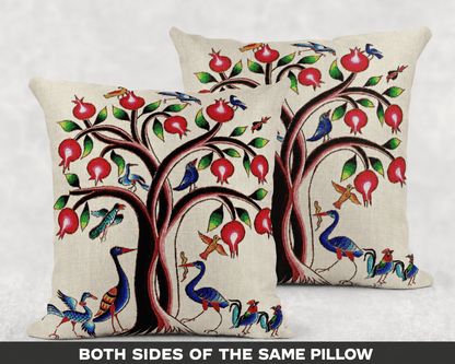 Armenian Tree of Life Throw Pillow – Vibrant Birds - timelessbohochic.com