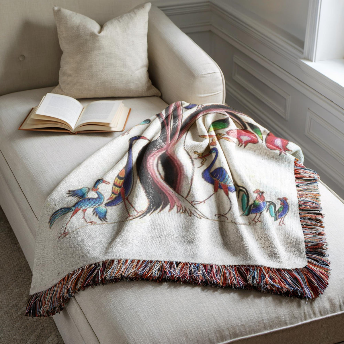 Armenian Tree of Life Woven Cotton Blanket – Diaspora Heritage Gift - timelessbohochic.com