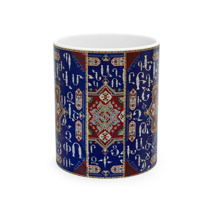Armenian White & Blue Alphabet Ceramic Mug – Diaspora Heritage Gift - timelessbohochic.com