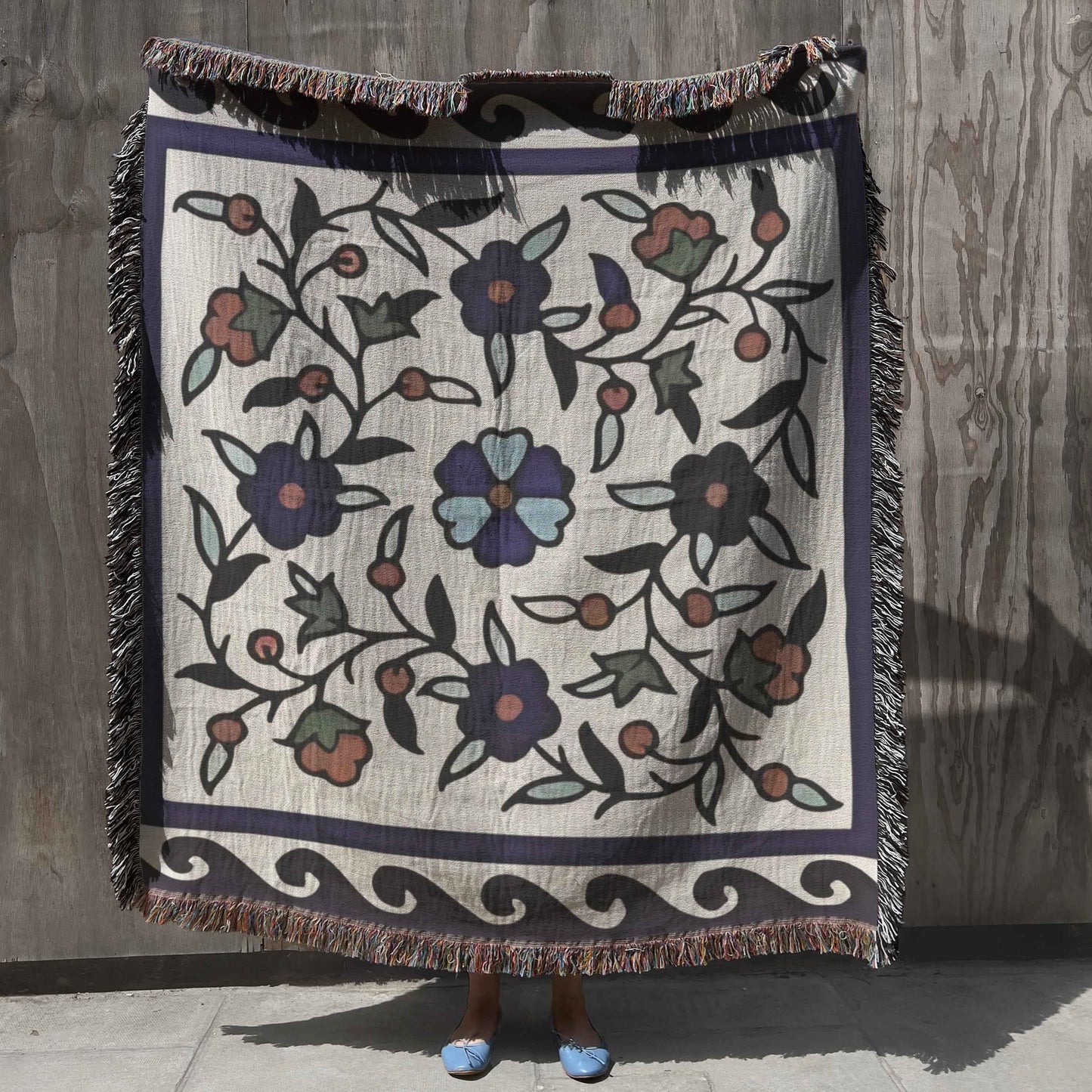 Anatolian Inspired woven wall tapestry with rug-style pattern styled as textile wall decor