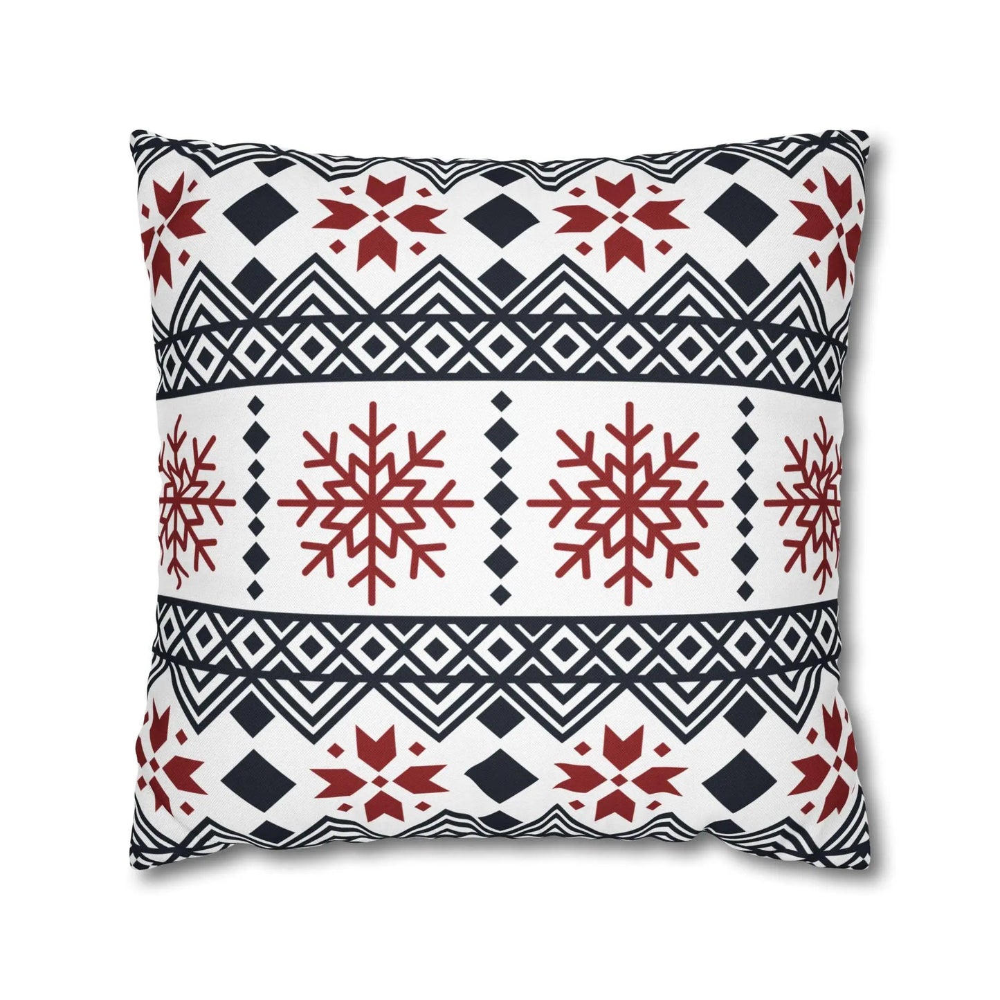 Scandi Pillow Cover – Black Red Snowflake Nordic Cushion | Winter Home Decor