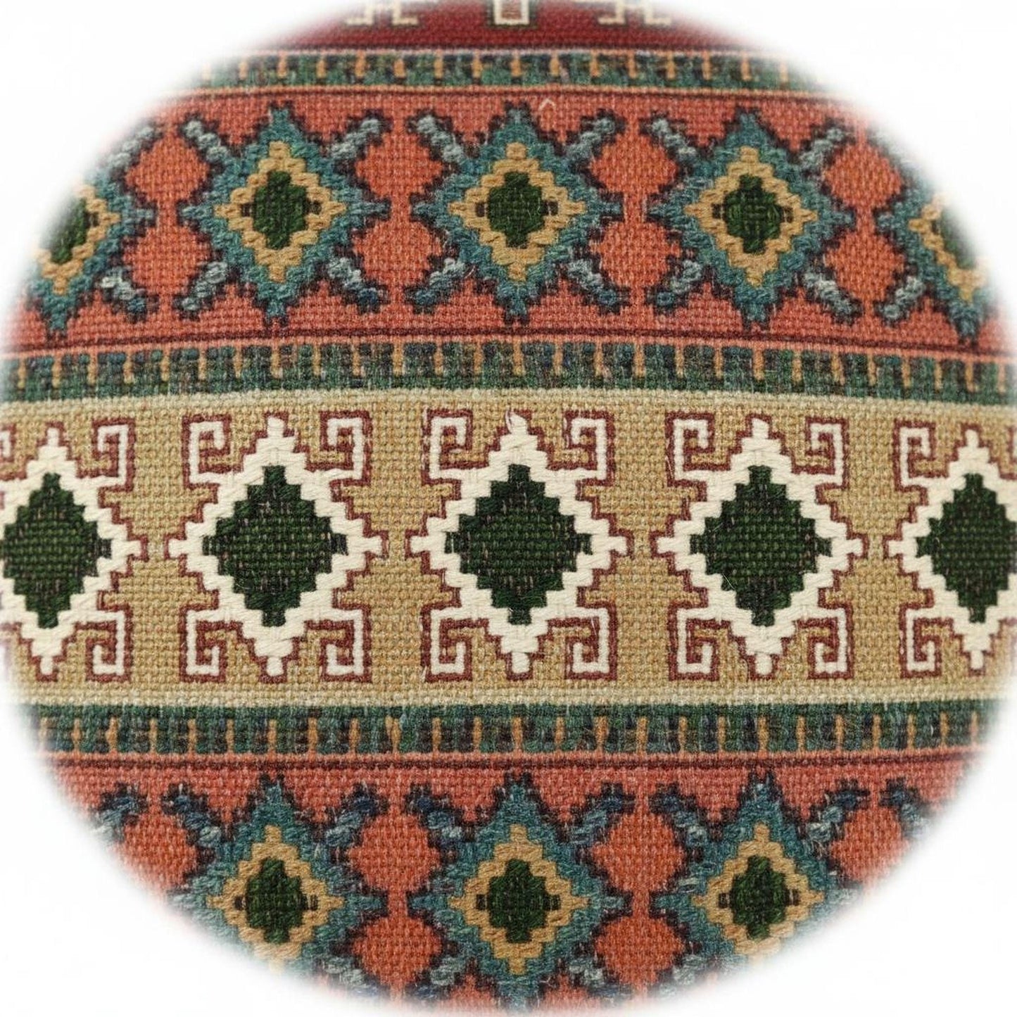 Anatolian Inspired pillow cover with rug-style pattern styled on a sofa or bed
