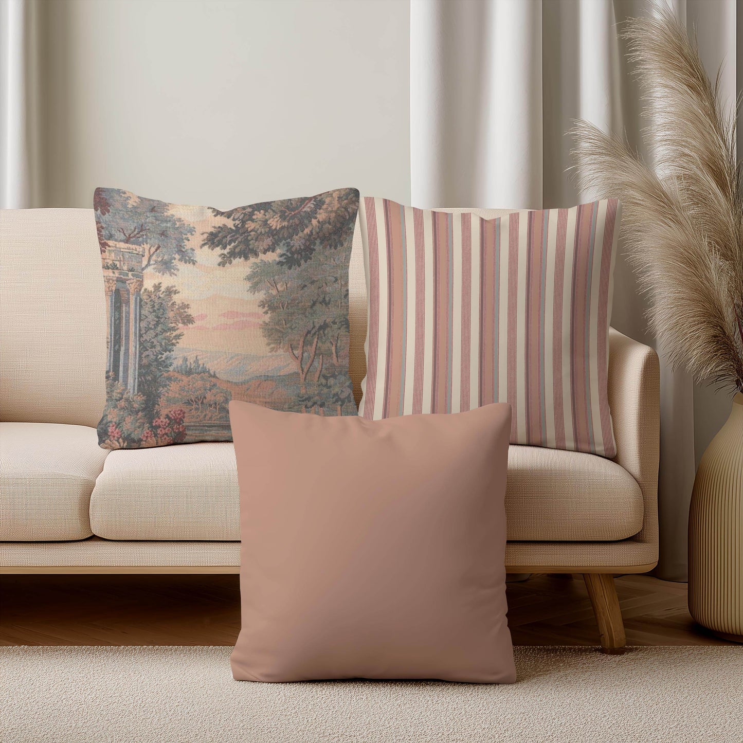 French Tapestry Pillow – Aubusson Style Decorative Cushion With Soft Filling - timelessbohochic.com