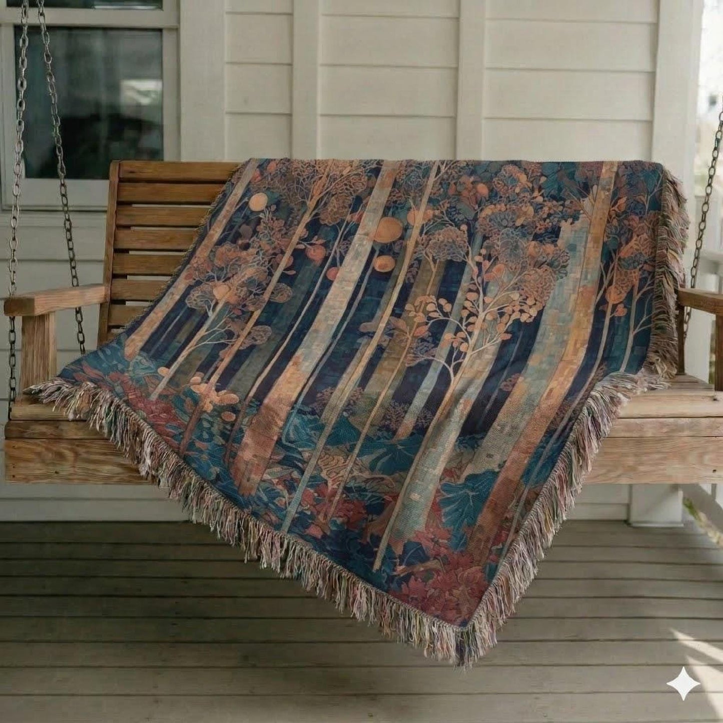 Modern Geometric woven blanket with geometric pattern styled for layered home decor
