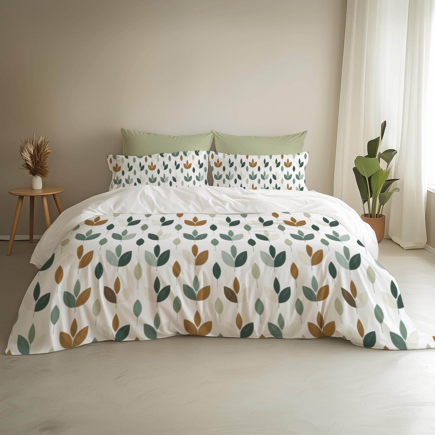 Fall Decor Duvet Cover | Leaf Design Bedding Set - Soft Breathable Polyester 3-Piece Bedspread - timelessbohochic.com