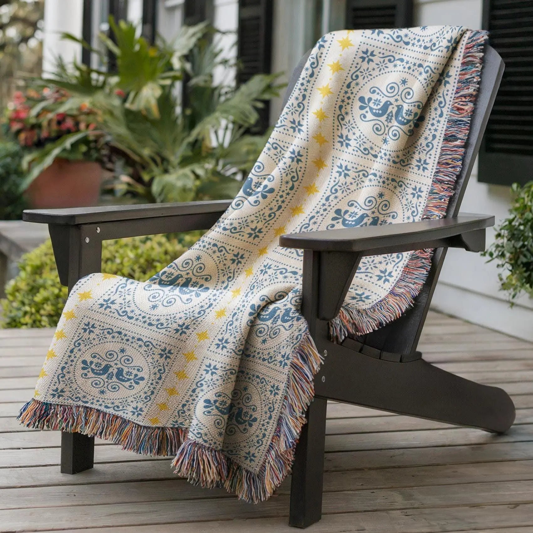 Cotton Woven Blanket | Scandinavian Throw With Colorful Fringed Edges