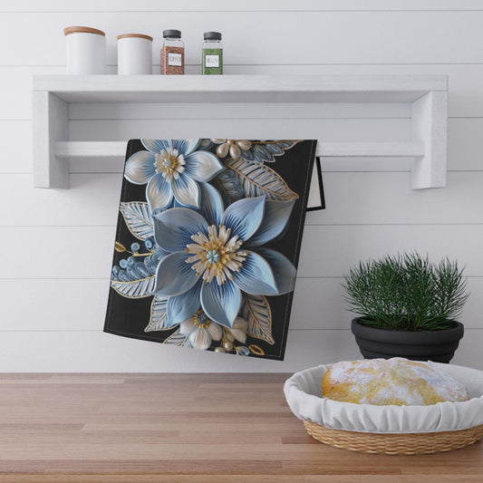 Poinsettia Tea Towel – Elegant Holiday Kitchen Linen | Festive Floral Accent Gift
