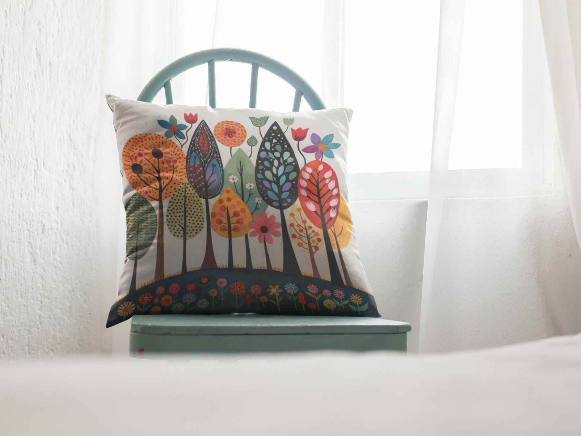 Nordic Forest Pillow - Lagom Tree Design Scandinavian Cushion | Eco Friendly Decor - timelessbohochic.com