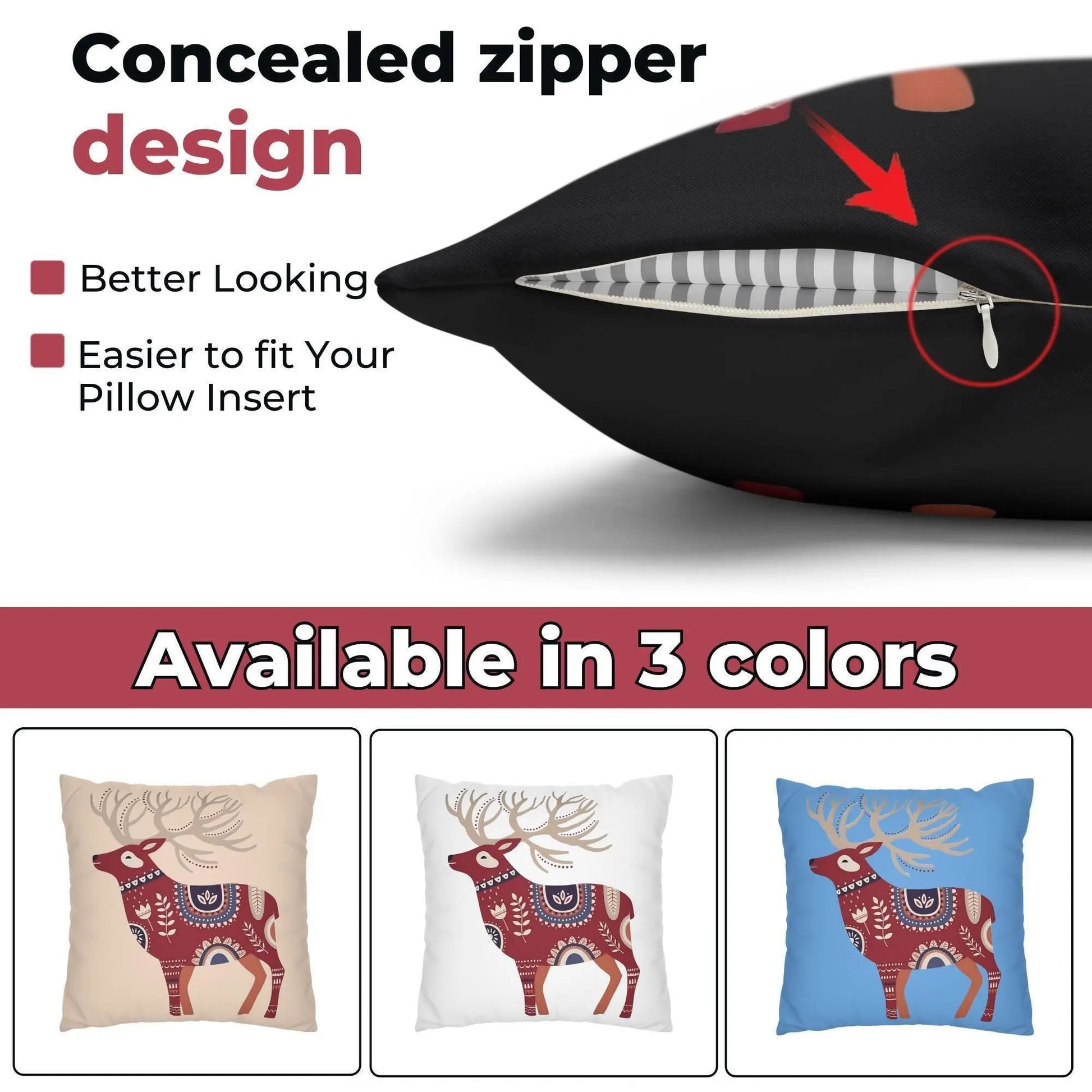 Scandinavian Reindeer Pillow - Nordic Home Decor | Cozy Winter Cushion Cover