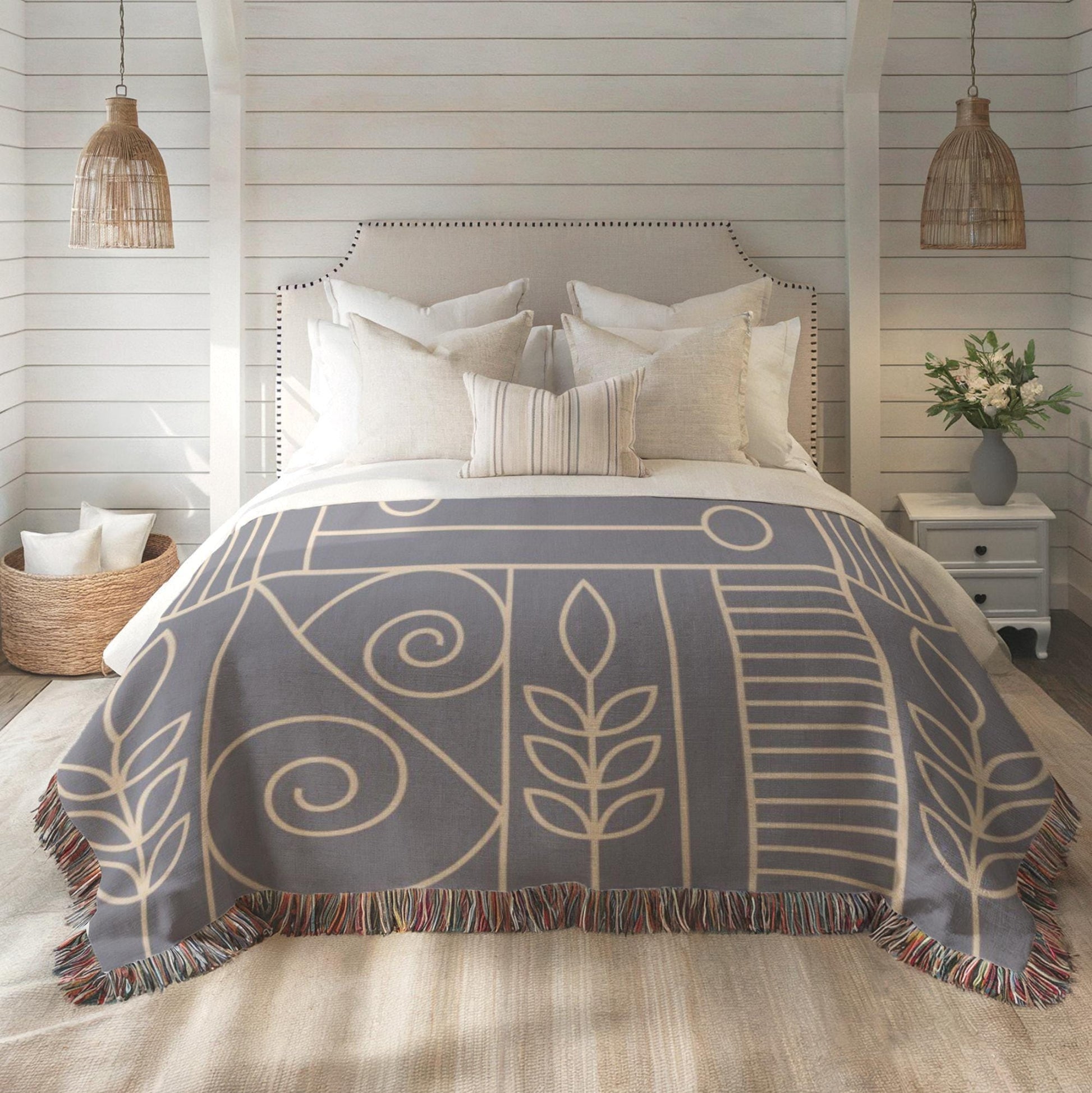 Woven Blanket – Cozy Home Decor | Modern Throw Blanket With Geometric Pattern