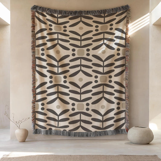Woven Tapestry Wall Hanging – Mid Century Modern Decor With Floral Design