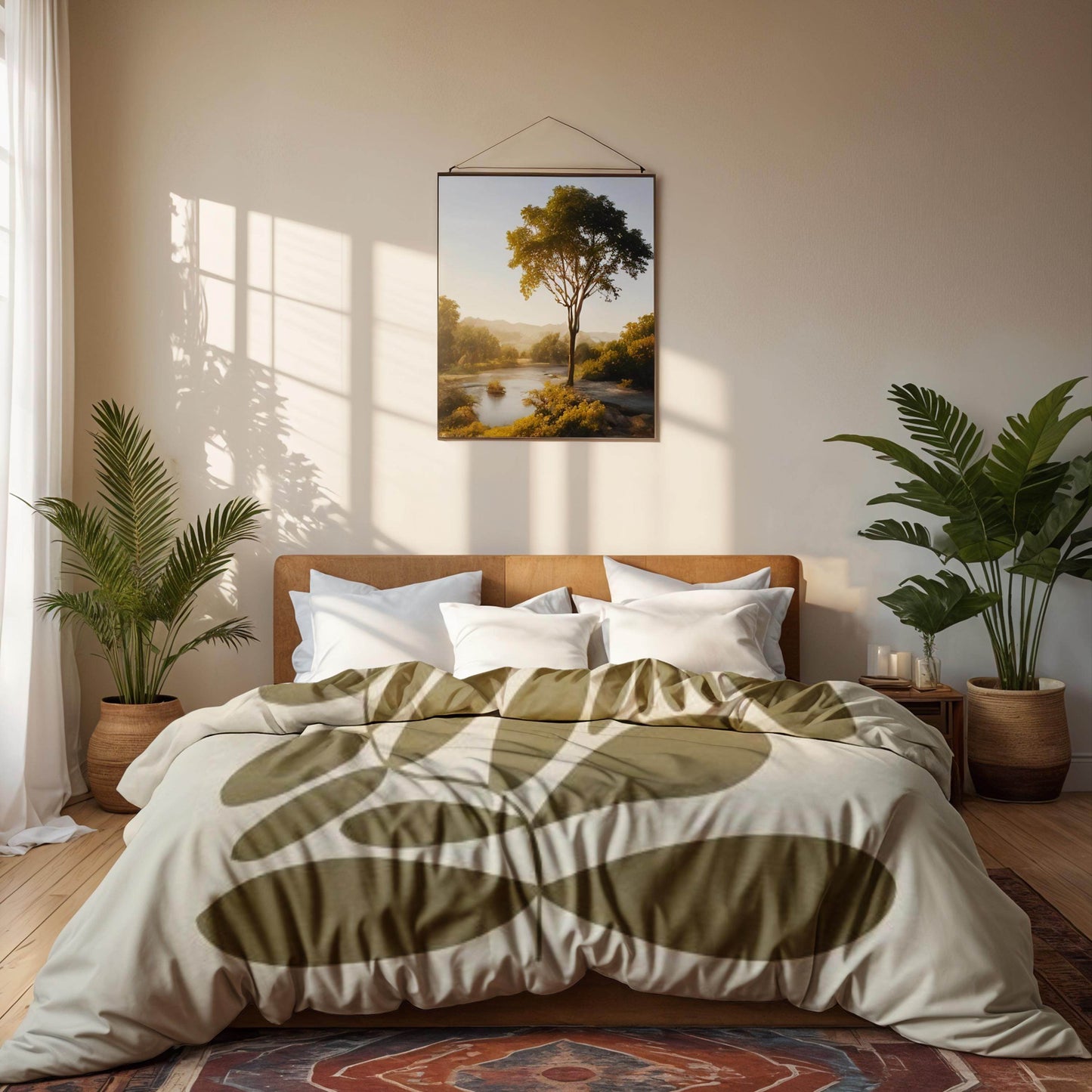 Mid Century Modern Bedding - Lime Tree Bedspread 3PCS Set With Zipper Closure - timelessbohochic.com