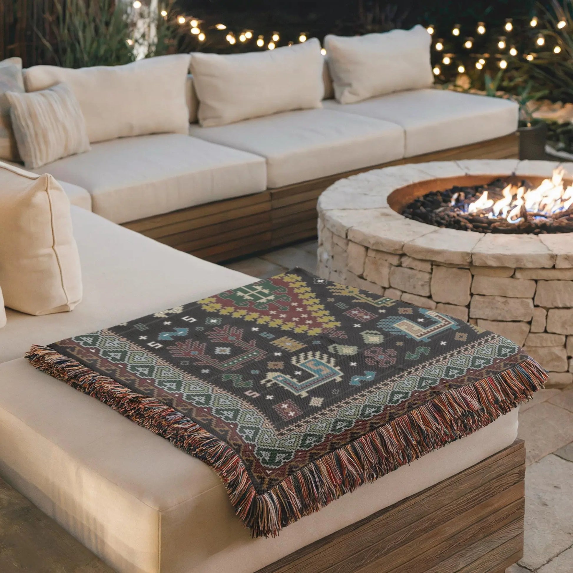 Caucasian Rug Wall Hanging – Ethnic Boho Wall Art | Soft Cotton Blanket Throw