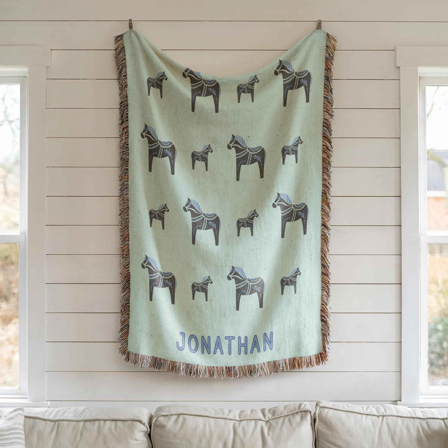Personalized Baby Blanket - Custom Name Cotton Quilt | Scandinavian Nursery Decor - timelessbohochic.com