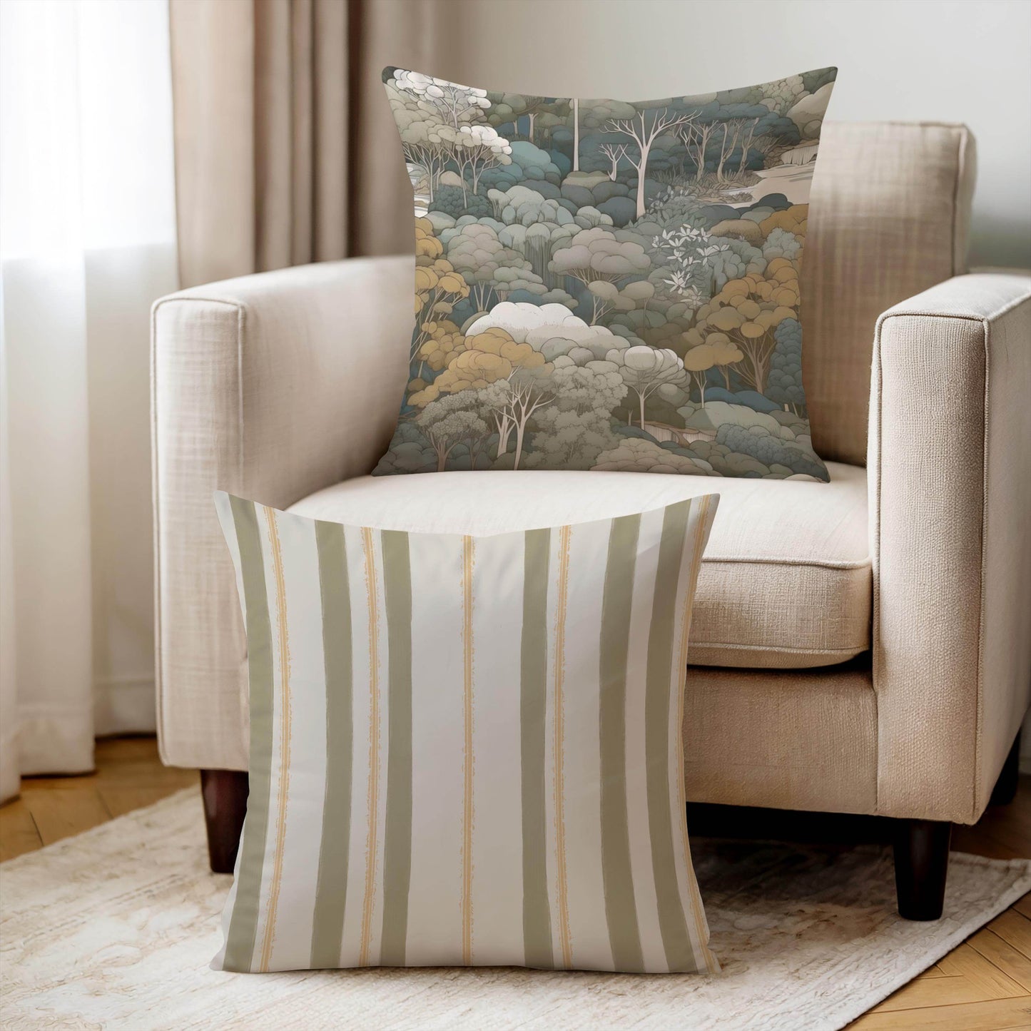 Tapestry Inspired Pillow - Sofa Bed Pillow with Armchair Cushion Cover & Soft Polyester Filling - timelessbohochic.com