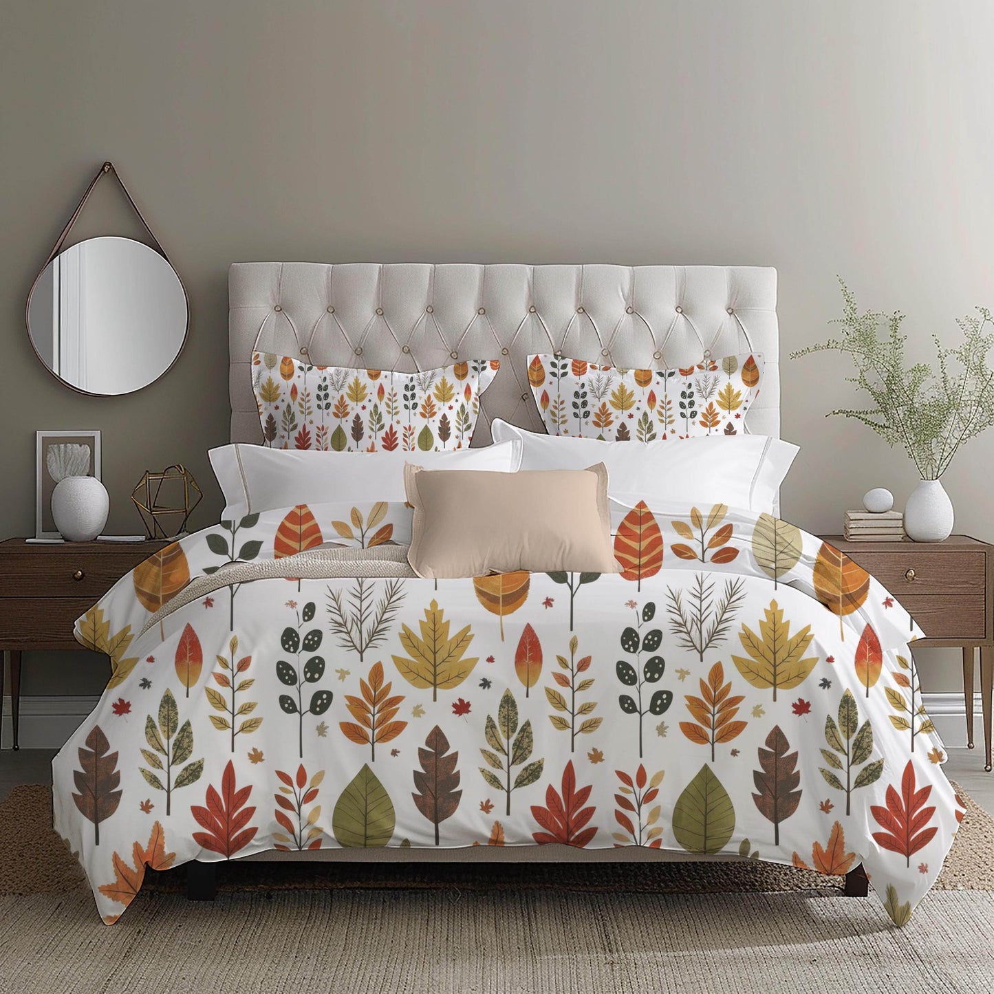 Fall Decor Bedding Set – Harvest Duvet Cover & Leaf Pattern Bedspread, Soft Breathable 3 Piece Set - timelessbohochic.com