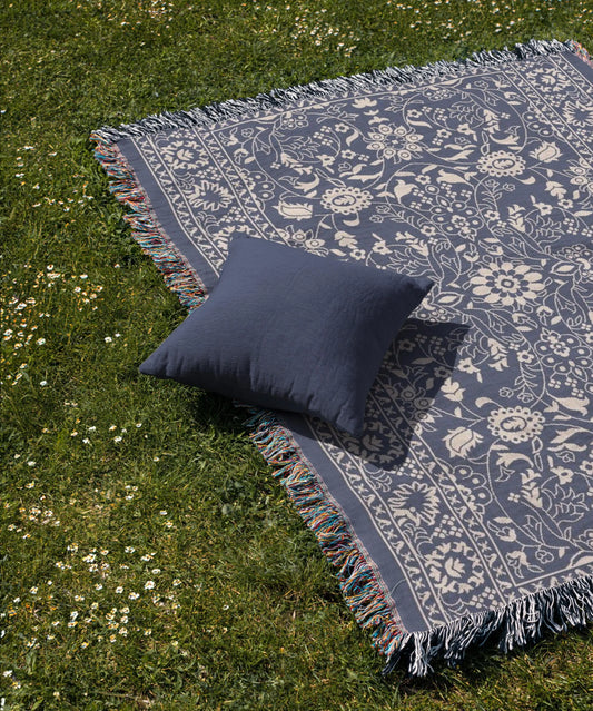 Persian Rug Pillow Blanket – Cotton Throw Blanket with Boho Living Room Decor