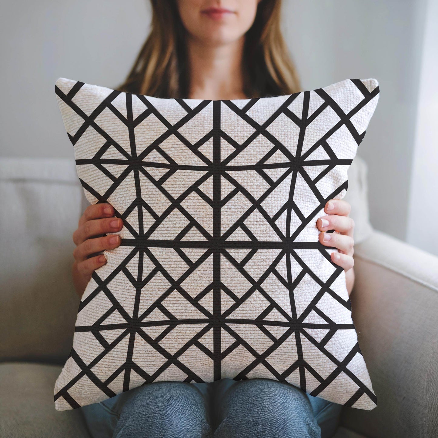 Modern Throw Pillow – Geometric Pattern Cushion | Minimalist Home Decor, Soft Cotton Blend - timelessbohochic.com