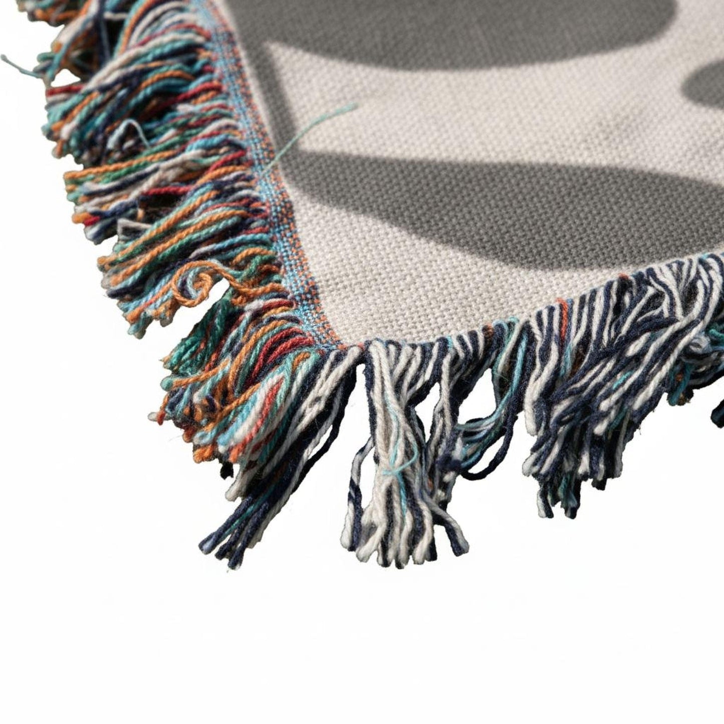 Scandinavian Inspired woven blanket with woven pattern styled for layered home decor