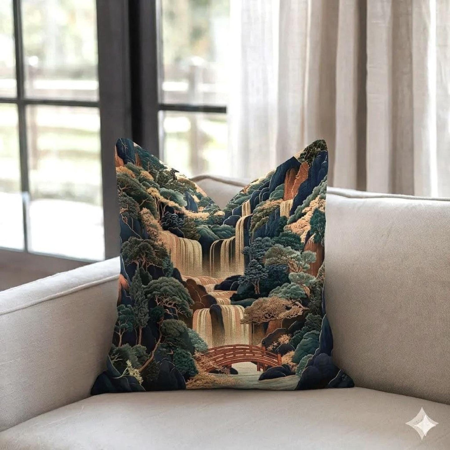 Boho woven blanket with woven pattern styled for layered home decor