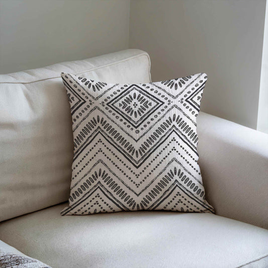Black White Chevron Pillow - Boho Minimalist Throw Cushion Accent for Stylish Home Decor - timelessbohochic.com