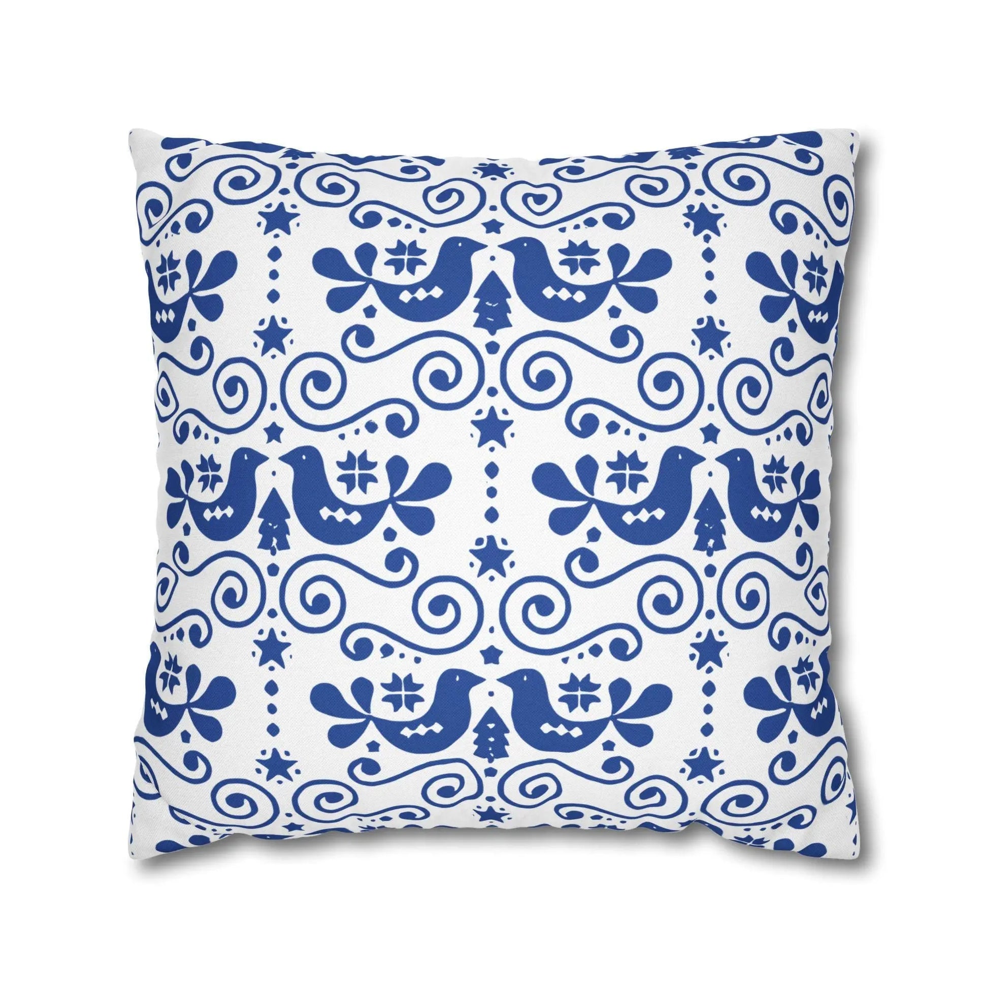 Swedish Folk Art Pillowcase – Scandinavian Throw Pillow Cover | Two-Sided Cushion