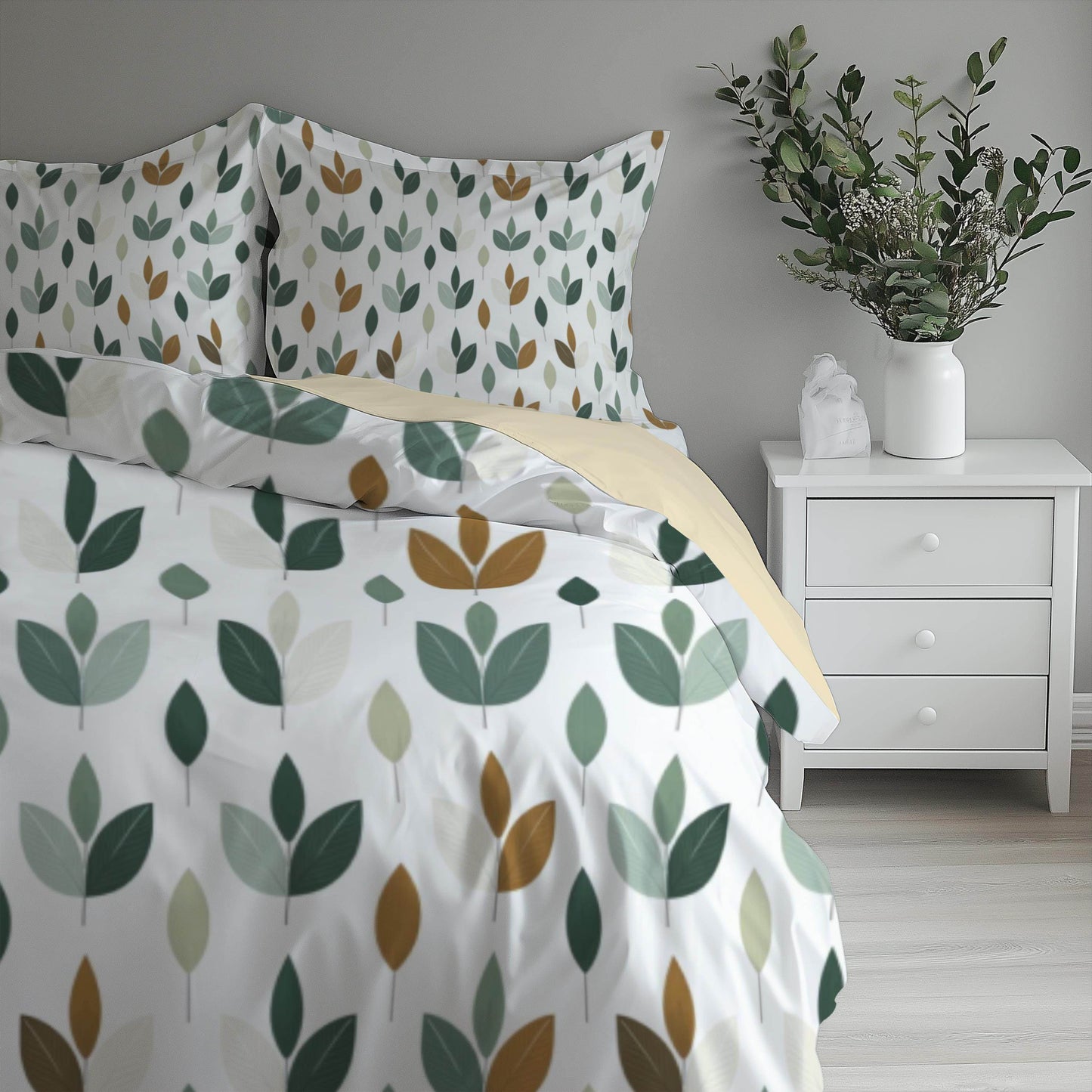 Fall Decor Duvet Cover | Leaf Design Bedding Set - Soft Breathable Polyester 3-Piece Bedspread - timelessbohochic.com