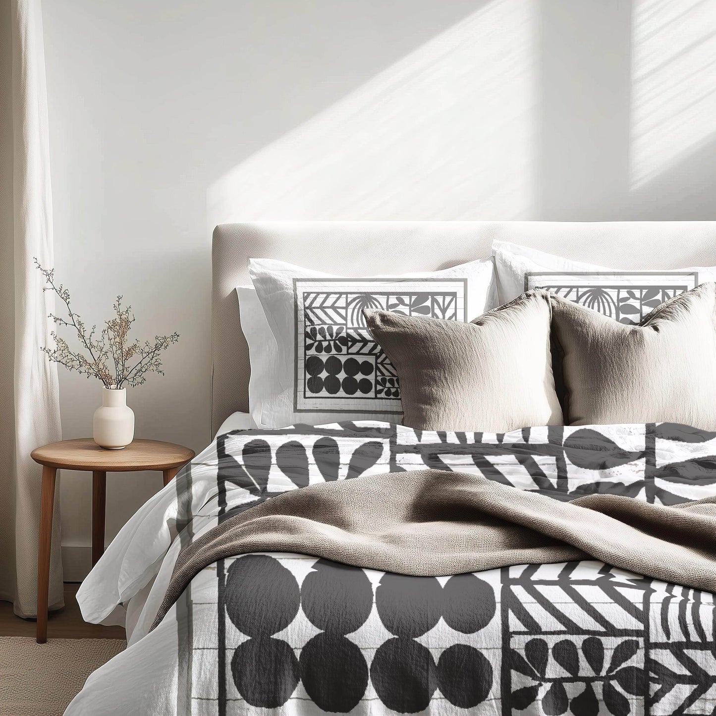 Modern Bedding Set - Geometric Duvet Cover with Zipper Closure & Stylish Pillowcases - timelessbohochic.com