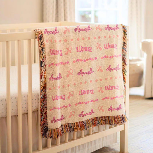 Personalized Baby Blanket | Custom Cotton Baby Blanket for Newborn Keepsake & Picnic