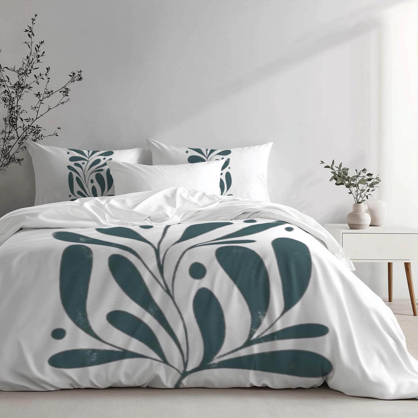 Floral Duvet Cover - Mid Century Bedding Set With Soft Breathable Polyester & Decorative Pillowcases - timelessbohochic.com