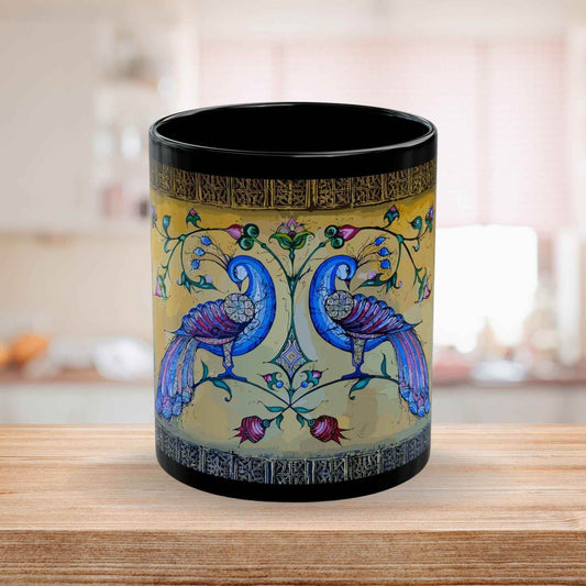 Gold Bird Ceramic Mug – Elegant Black Coffee Cup | Stylish 11oz & 15oz Drinkware - timelessbohochic.com