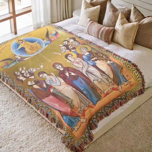Armenian Cotton Blanket - Woven Throw with Haykakan Hampartsum Design | Cozy Sofa Decor