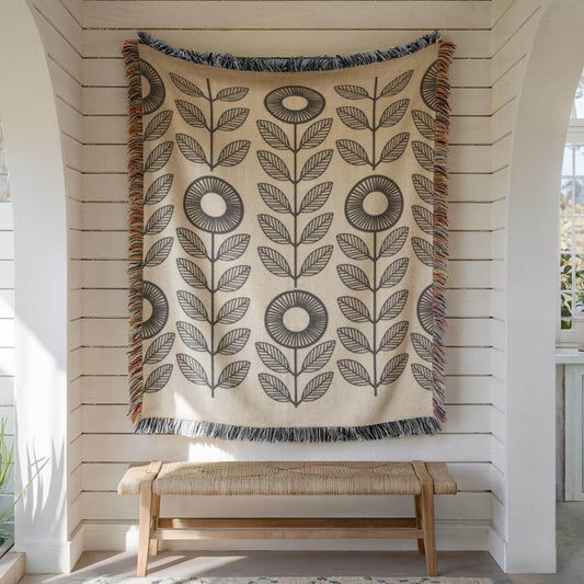 Woven Tapestry Floral Pattern - Cottagecore Style Textured Textile Art - timelessbohochic.com