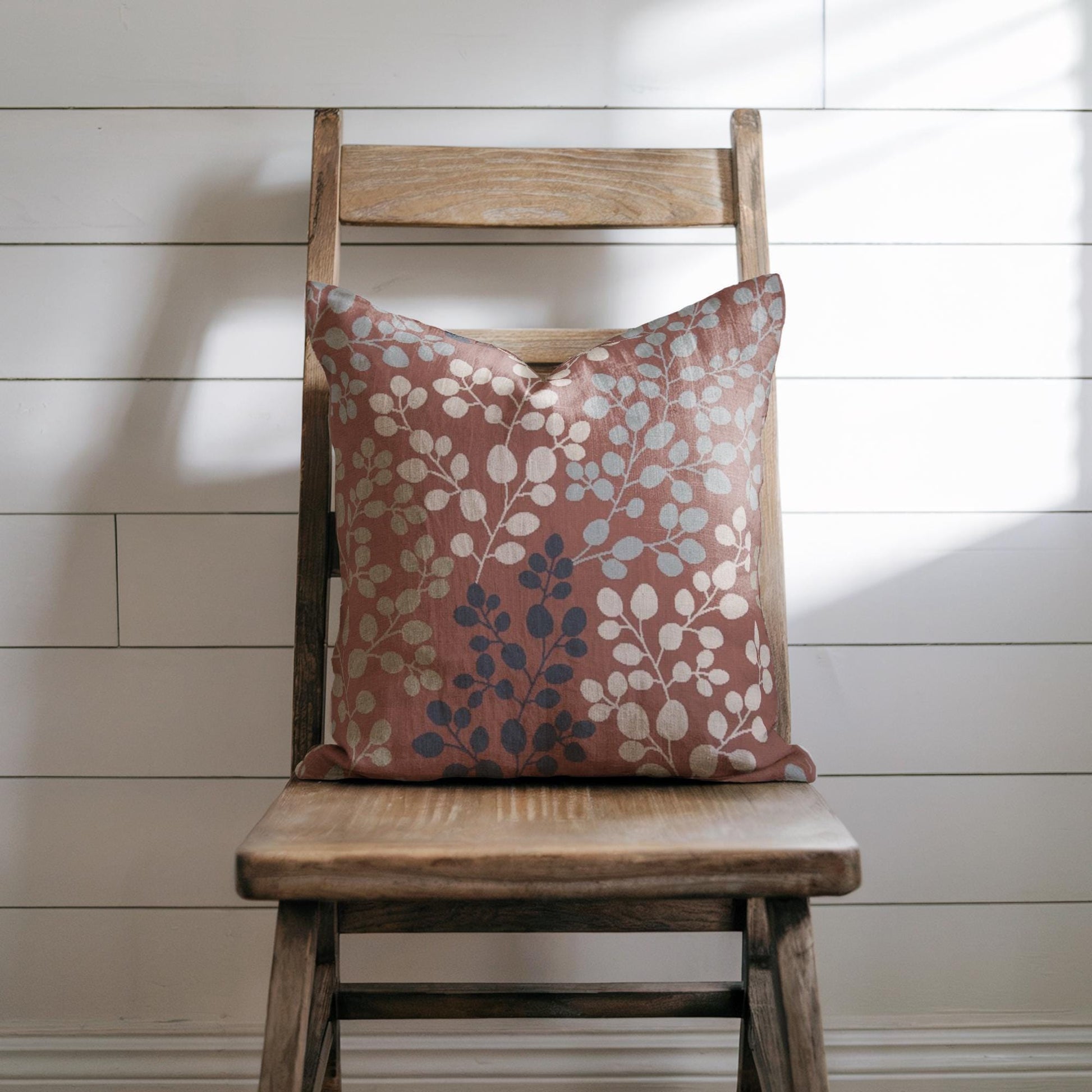 Japanese Throw Pillow - Woven Decorative Cushion With Floral Pattern Home Decor