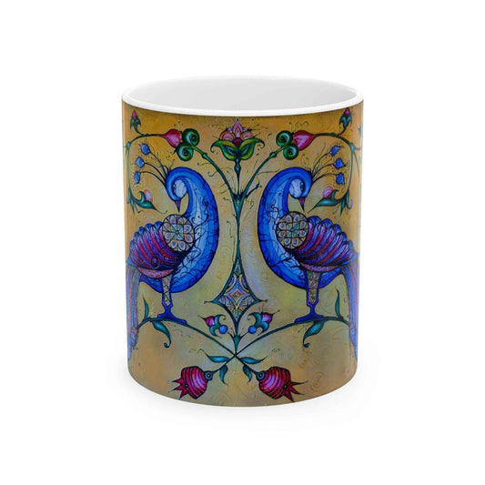 Armenian Ceramic Mug - Blue Birds Hand Painted 12oz Ceramic Mug | Unique Armenian Souvenir - timelessbohochic.com