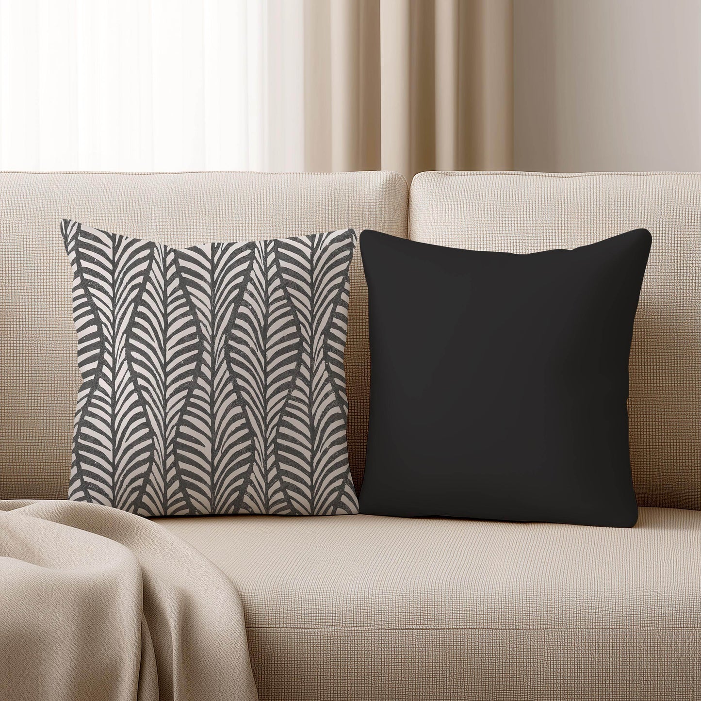 Palm Tree Throw Pillow - Scandinavian Cushion With Geometric Cotton Pattern - timelessbohochic.com