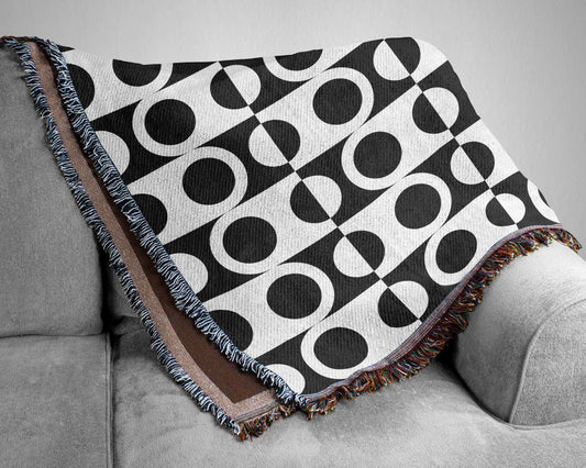 Cotton Throw Blanket – Modern Woven Accent Blanket | Polka Dot Design, Cozy Living Room Decor