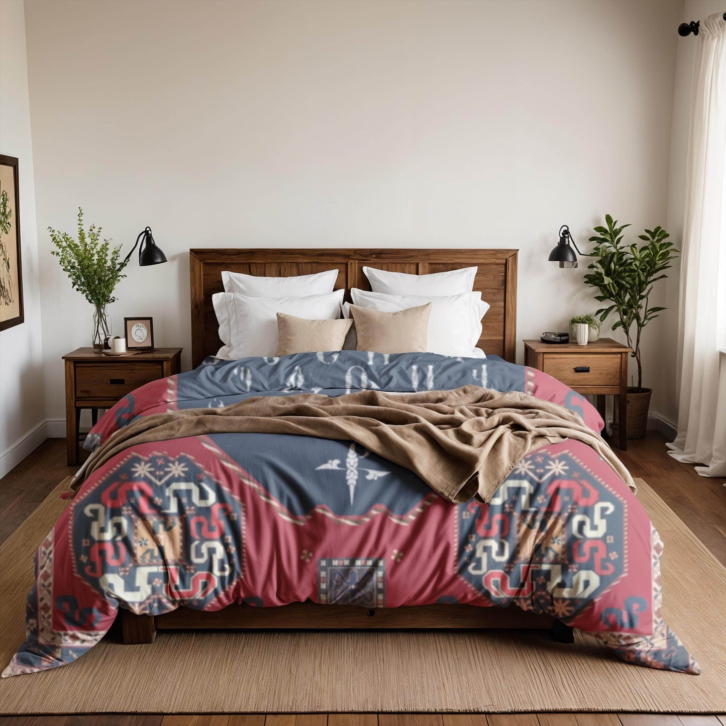 Armenian Alphabet Duvet - Personalized Traditional Bedding Set With Haykakan Ethnic Pattern - timelessbohochic.com