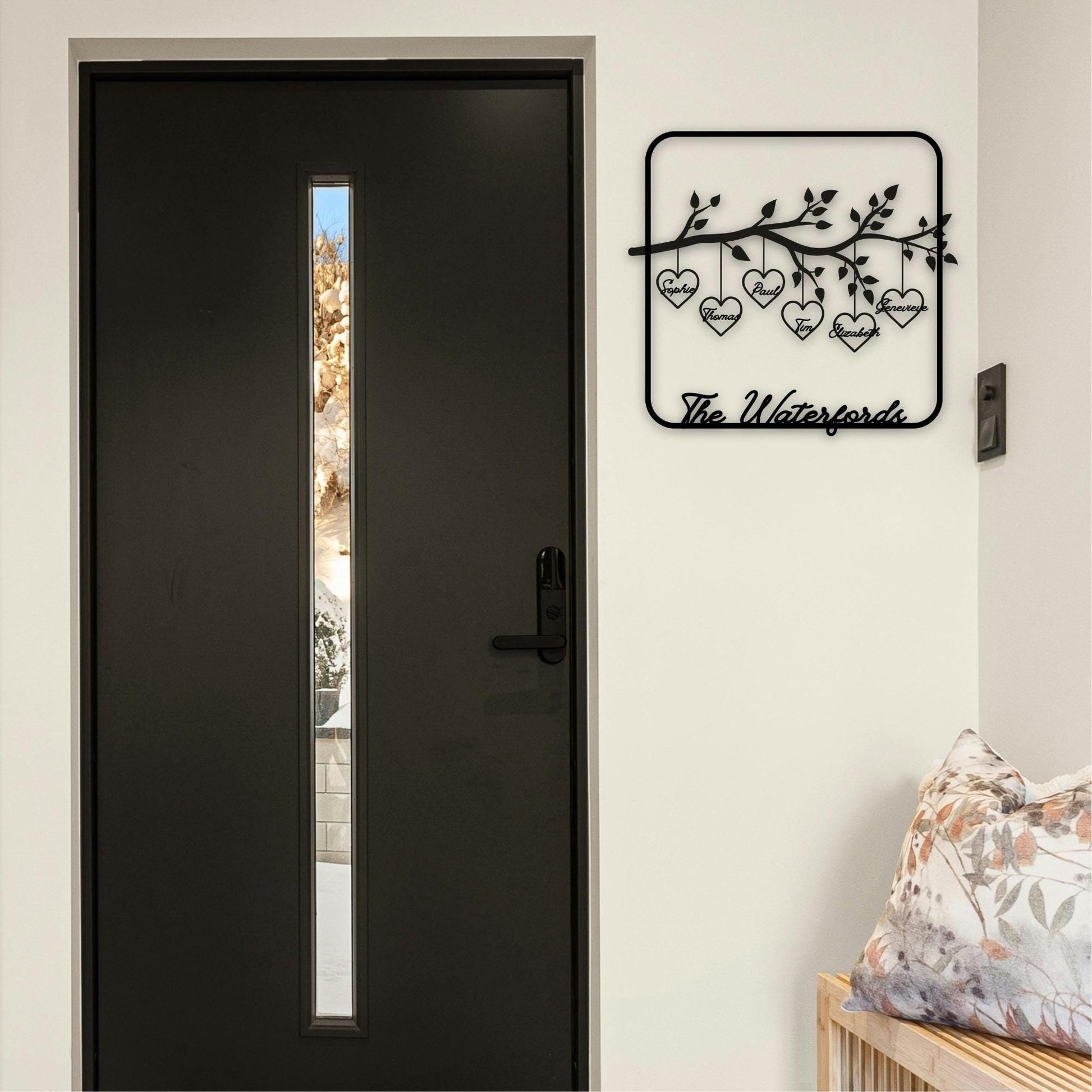 Personalized Family Tree Sign - Custom Metal Front Door Plaque | Durable Steel Wall Decor